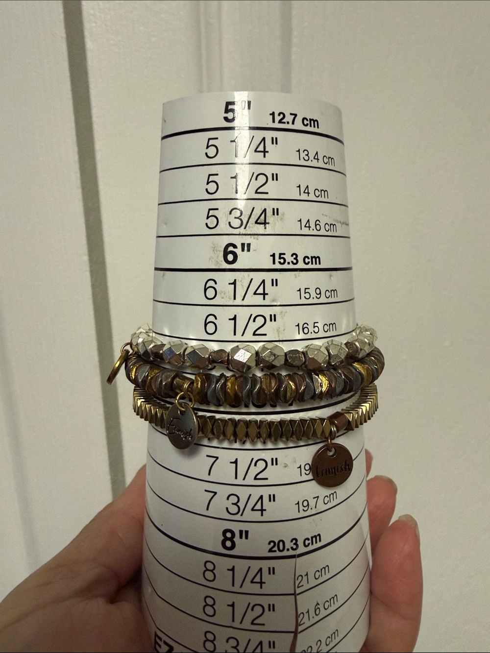 Set of 3 Erimish Stacked  Bracelets Silver Gold Antique Bronze Boho Stretch - Picture 7 of 7